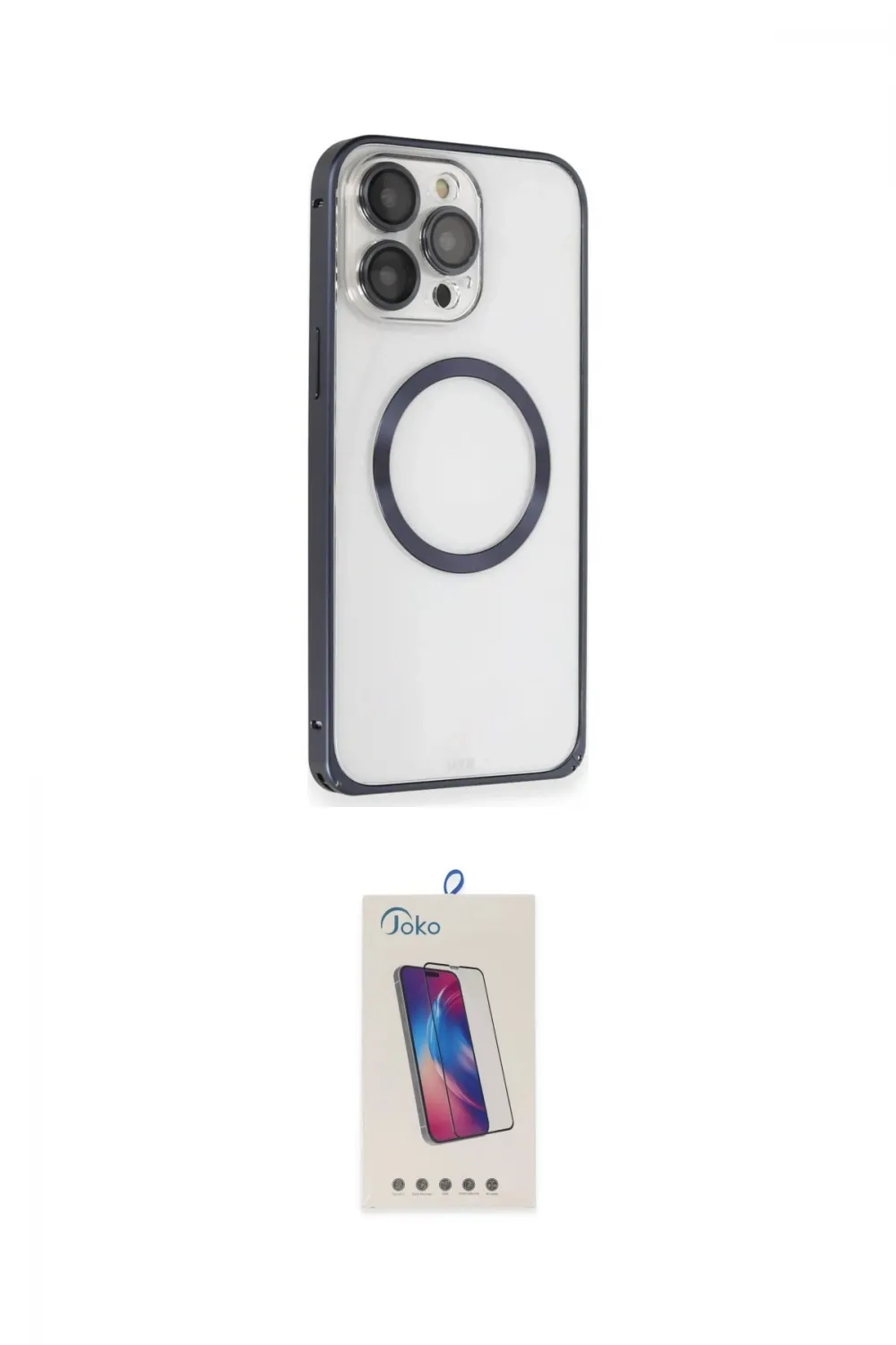ieg™ iPhone 15 Pro Kılıf Ahenk Işık Serisi - Siyah Joko 5D Cam