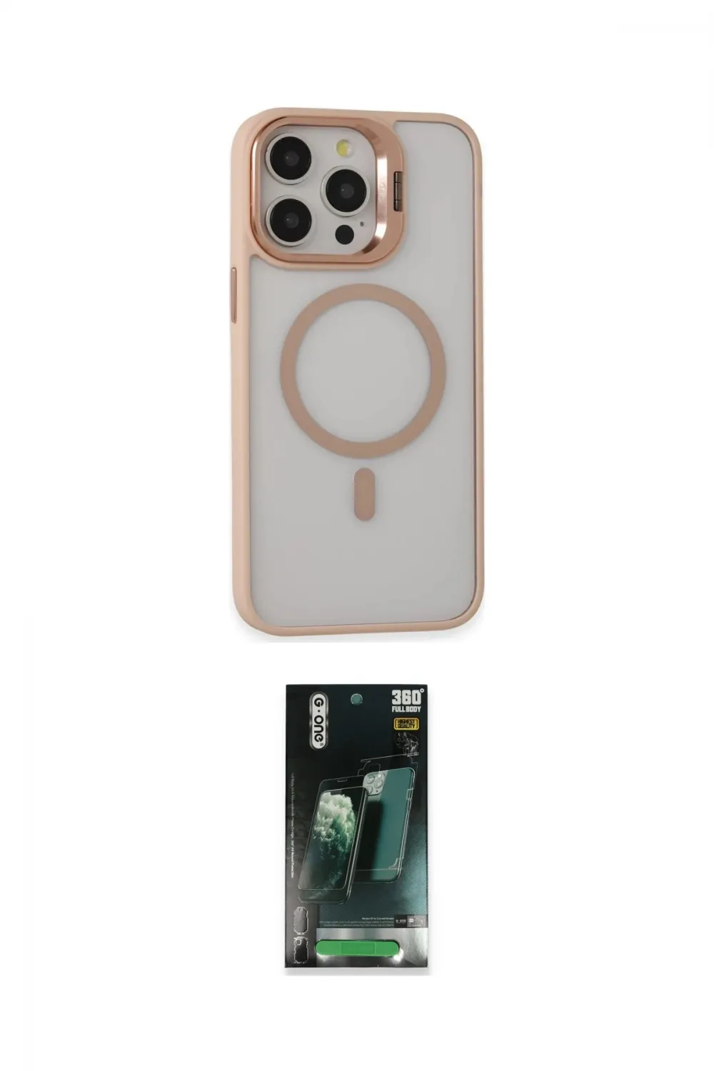 ieg™ iPhone 15 Pro Kılıf Ahenk Klasik Özel Seri - Şeffaf 360 Full Body Arka Koruyucu