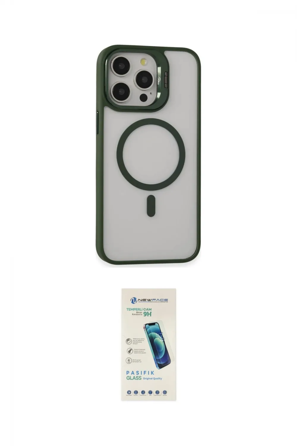 ieg™ iPhone 15 Pro Kılıf Ahenk Klasik Özel Seri - Şeffaf Pasifik Cam Ekran Koruyucu