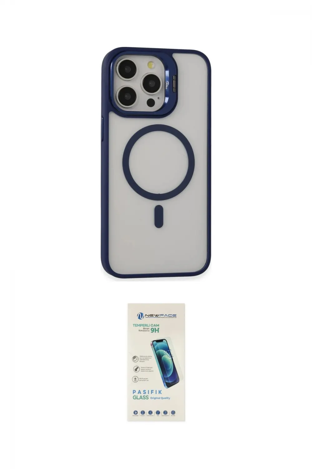 ieg™ iPhone 15 Pro Kılıf Ahenk Klasik Özel Seri - Şeffaf Pasifik Cam Ekran Koruyucu
