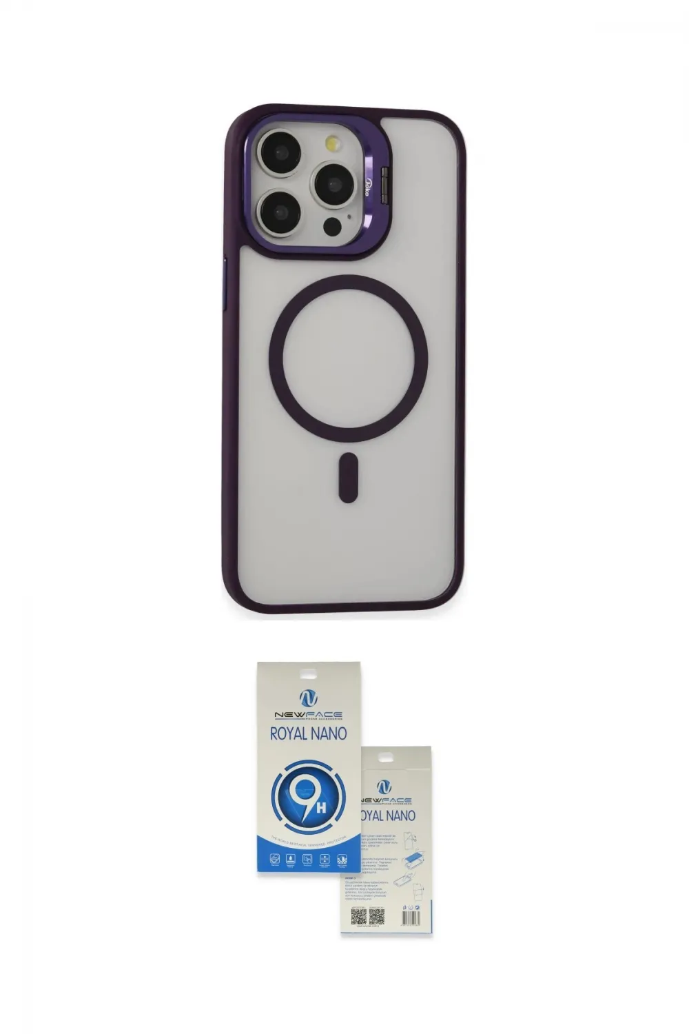 ieg™ iPhone 15 Pro Kılıf Ahenk Klasik Özel Seri - Şeffaf Royal Nano Ekran Koruyucu