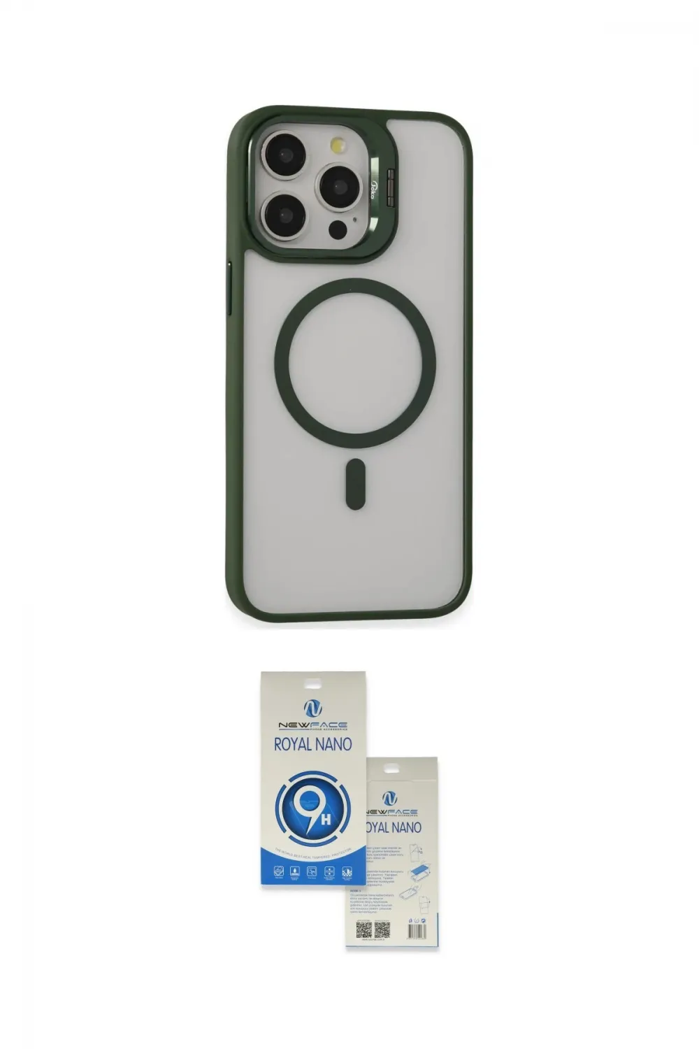 ieg™ iPhone 15 Pro Kılıf Ahenk Klasik Özel Seri - Şeffaf Royal Nano Ekran Koruyucu