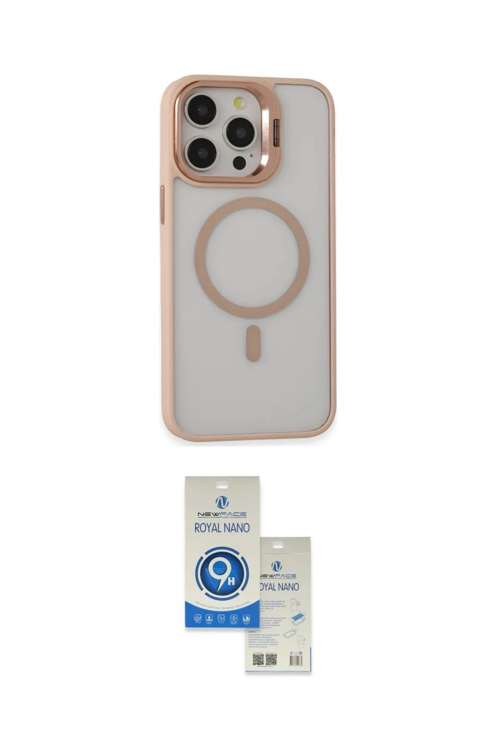 ieg™ iPhone 15 Pro Kılıf Ahenk Klasik Özel Seri - Şeffaf Royal Nano Ekran Koruyucu