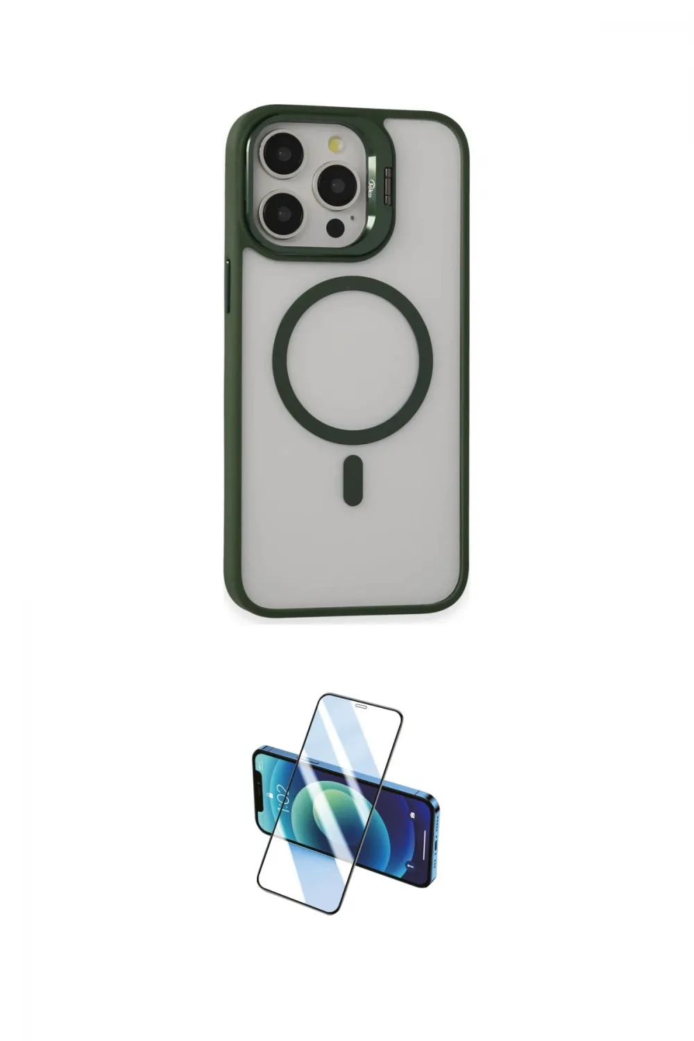 ieg™ iPhone 15 Pro Kılıf Ahenk Klasik Özel Seri - Siyah 3D Antistatik Cam Ekran Koruyucu