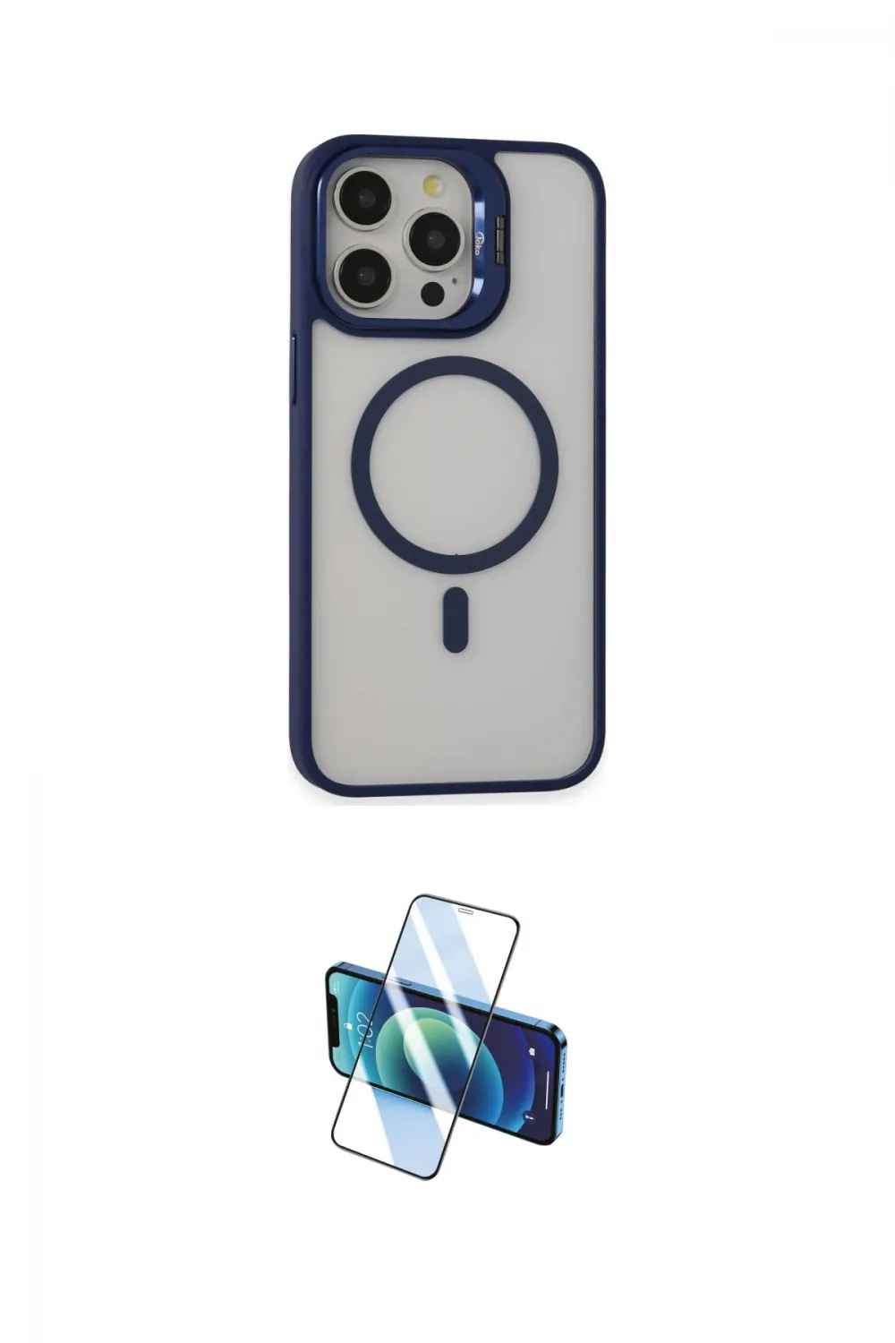 ieg™ iPhone 15 Pro Kılıf Ahenk Klasik Özel Seri - Siyah 3D Antistatik Cam Ekran Koruyucu