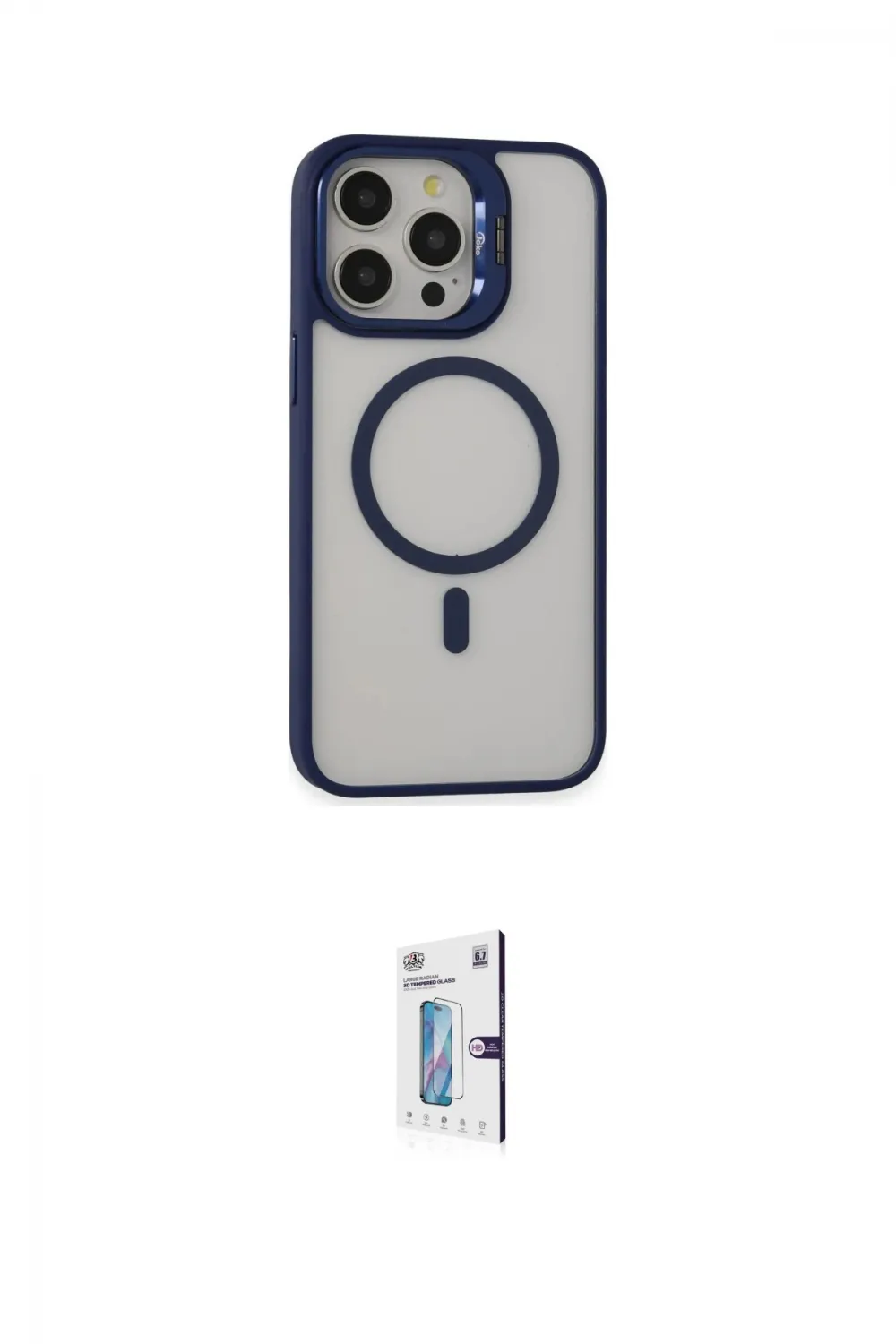 ieg™ iPhone 15 Pro Kılıf Ahenk Klasik Özel Seri - Siyah Bilvis 0.18mm Plus Cam Ekran Koruyucu
