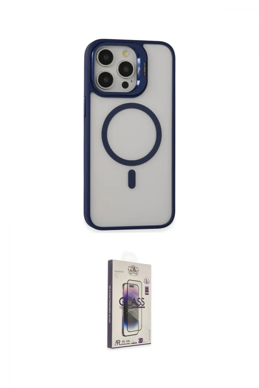 ieg™ iPhone 15 Pro Kılıf Ahenk Klasik Özel Seri - Siyah Bilvis 3D Cam Ekran Koruyucu