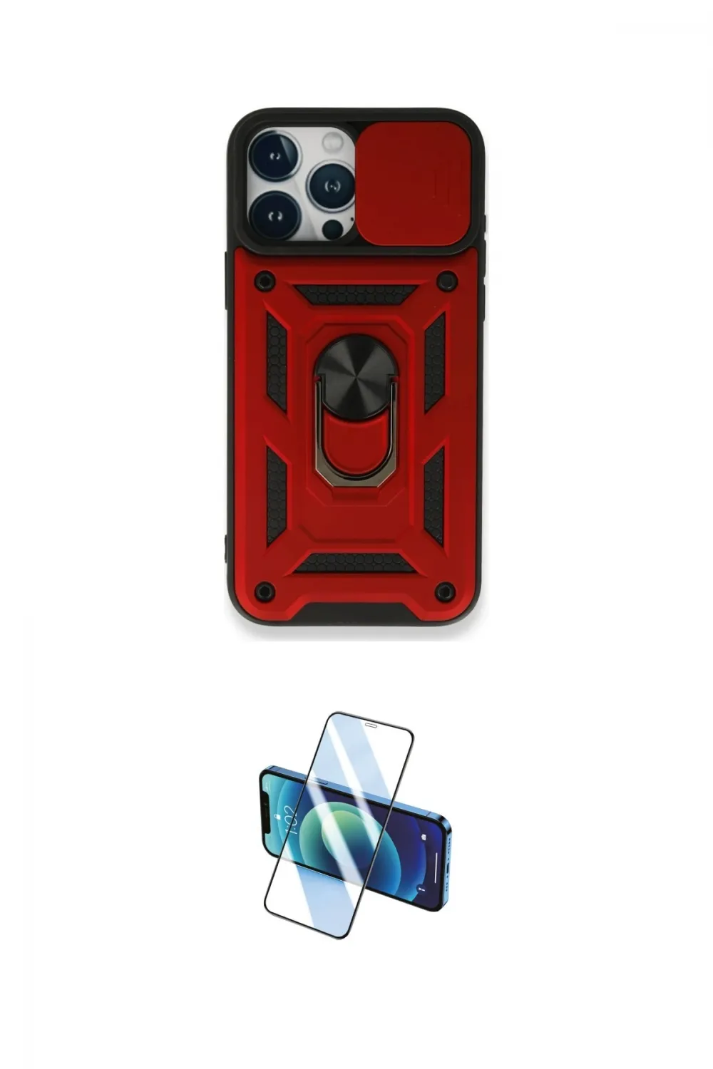 ieg™ iPhone 15 Pro Kılıf Ahenk Klasik - Siyah 3D Antistatik Cam Ekran Koruyucu