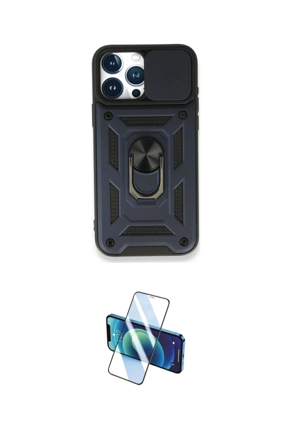 ieg™ iPhone 15 Pro Kılıf Ahenk Klasik - Siyah 3D Antistatik Cam Ekran Koruyucu