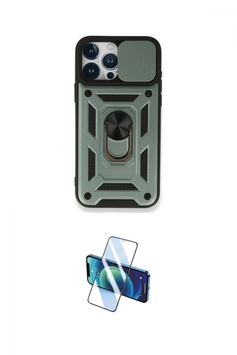 ieg™ iPhone 15 Pro Kılıf Ahenk Klasik - Siyah 3D Antistatik Cam Ekran Koruyucu