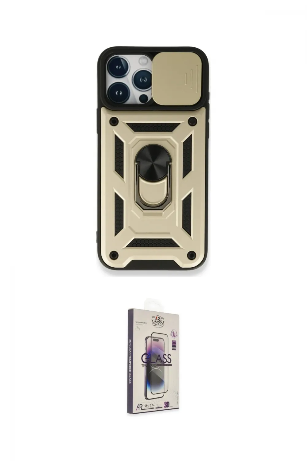ieg™ iPhone 15 Pro Kılıf Ahenk Klasik - Siyah Bilvis 3D Cam Ekran Koruyucu