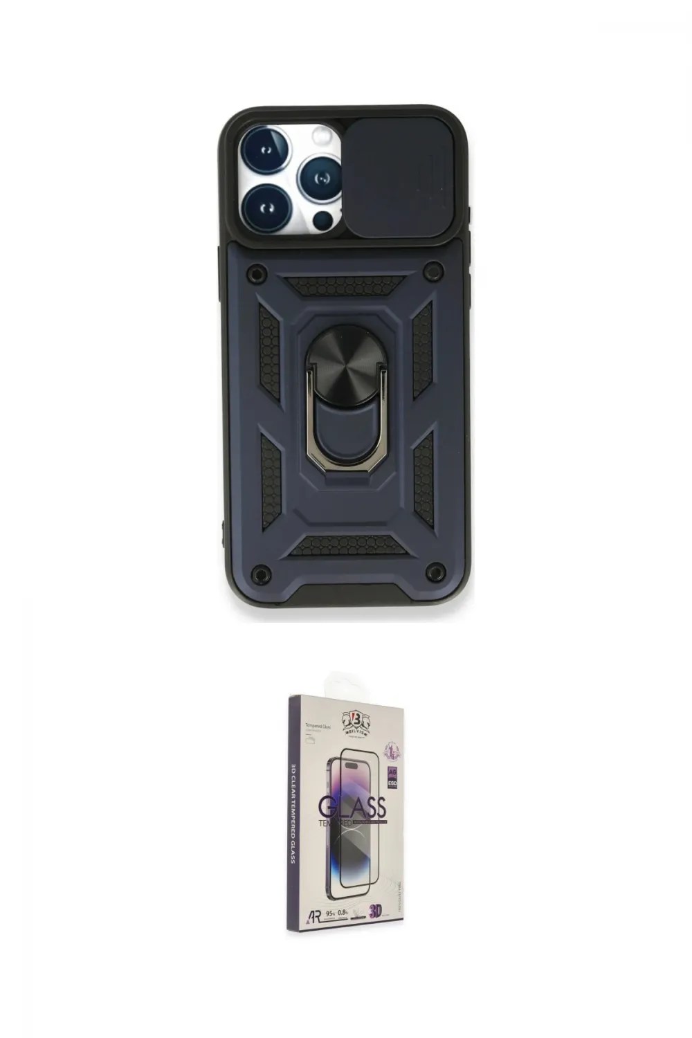ieg™ iPhone 15 Pro Kılıf Ahenk Klasik - Siyah Bilvis 3D Cam Ekran Koruyucu