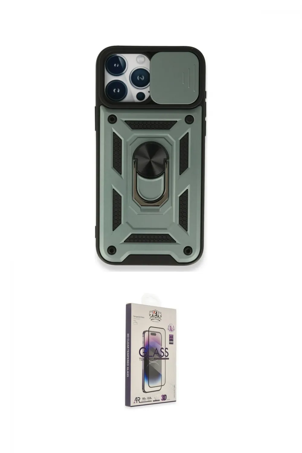 ieg™ iPhone 15 Pro Kılıf Ahenk Klasik - Siyah Bilvis 3D Cam Ekran Koruyucu