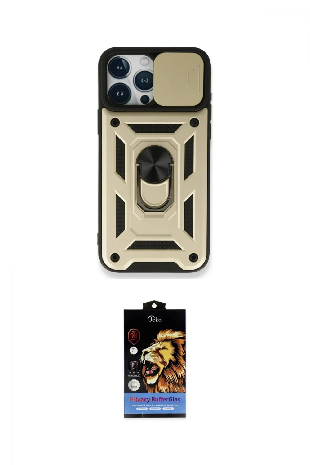 ieg™ iPhone 15 Pro Kılıf Ahenk Klasik - Siyah Buffer Hayalet Cam Ekran Koruyucu