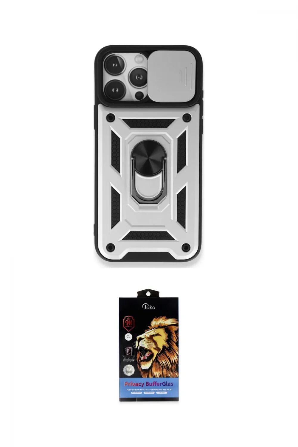ieg™ iPhone 15 Pro Kılıf Ahenk Klasik - Siyah Buffer Hayalet Cam Ekran Koruyucu
