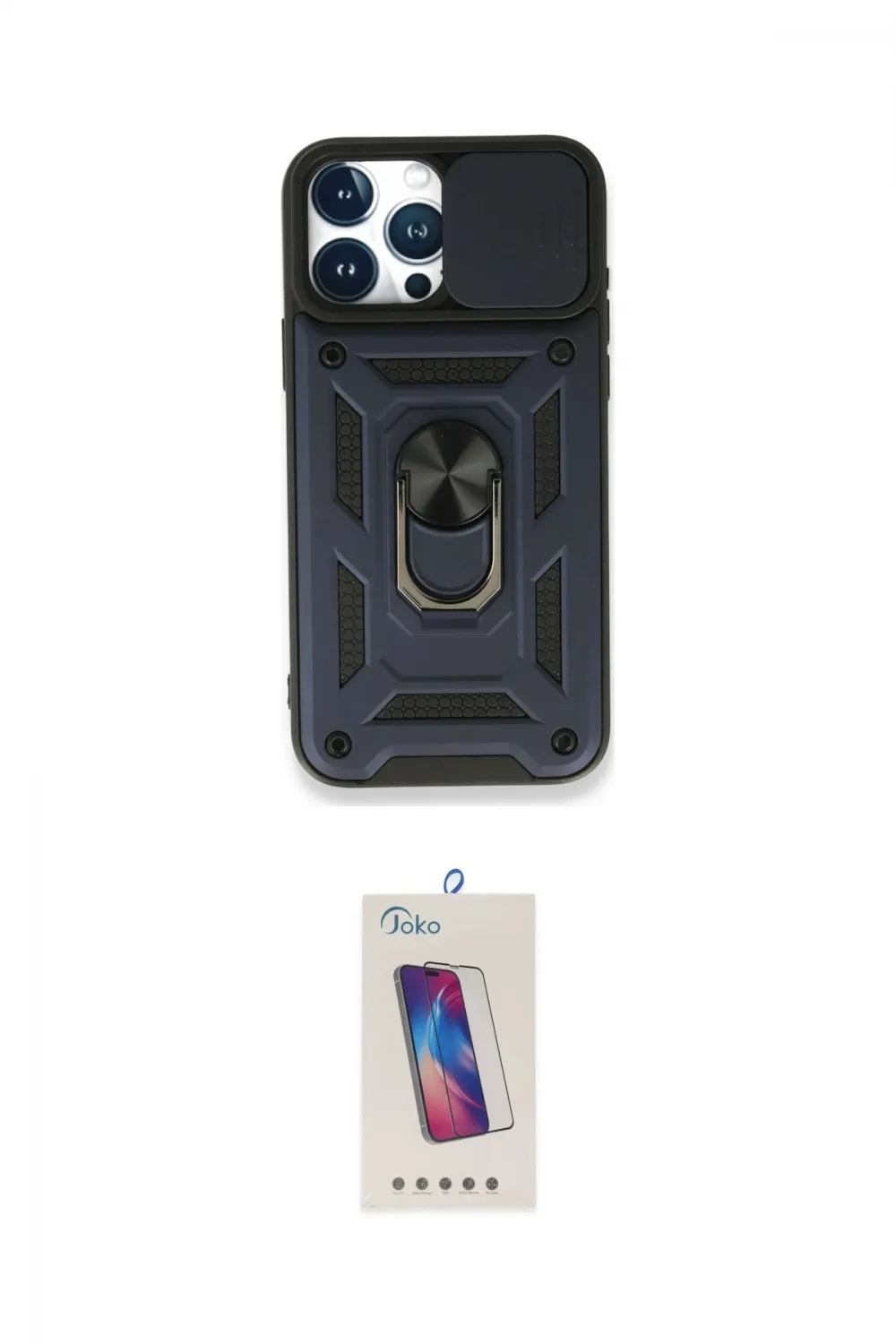 ieg™ iPhone 15 Pro Kılıf Ahenk Klasik - Siyah Joko 5D Cam