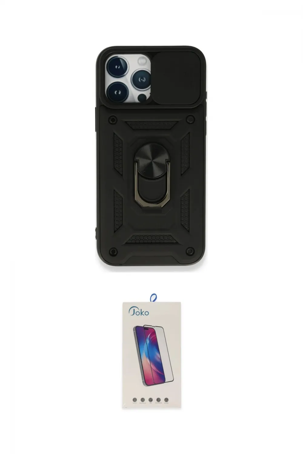 ieg™ iPhone 15 Pro Kılıf Ahenk Klasik - Siyah Joko 5D Cam