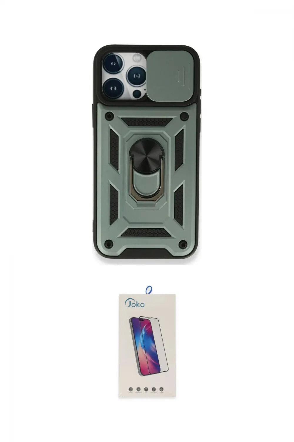ieg™ iPhone 15 Pro Kılıf Ahenk Klasik - Siyah Joko 5D Cam