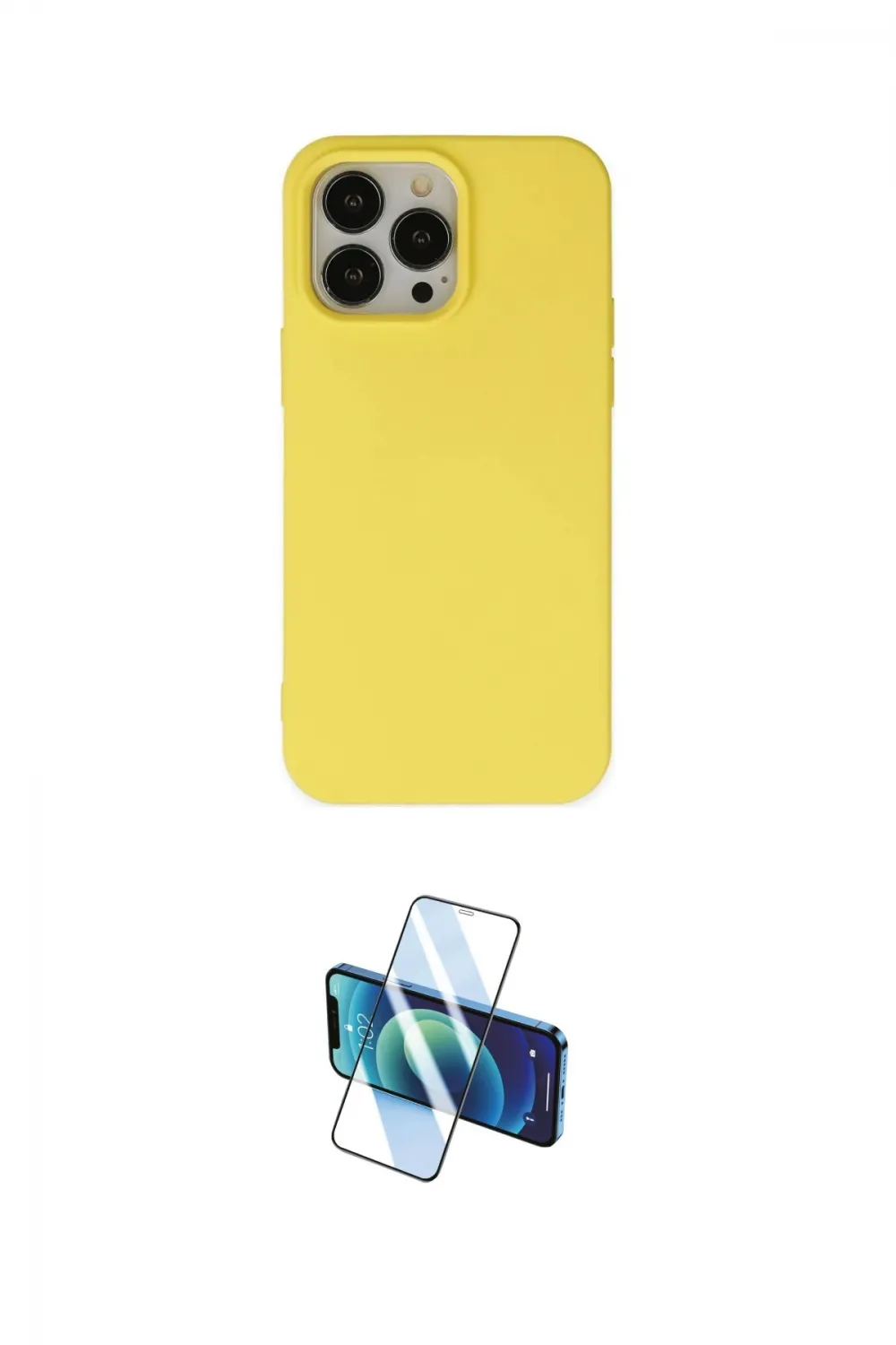 ieg™ iPhone 15 Pro Kılıf Ahenk Serisi - Siyah 3D Antistatik Cam Ekran Koruyucu