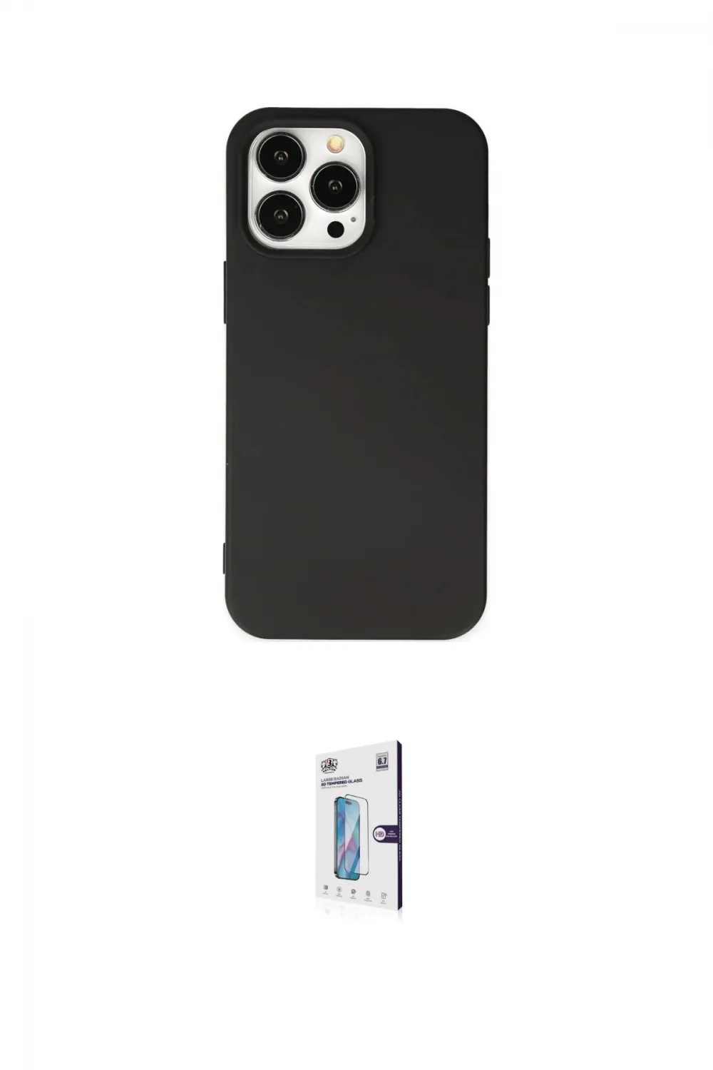 ieg™ iPhone 15 Pro Kılıf Ahenk Serisi - Siyah Bilvis 0.18mm Plus Cam Ekran Koruyucu
