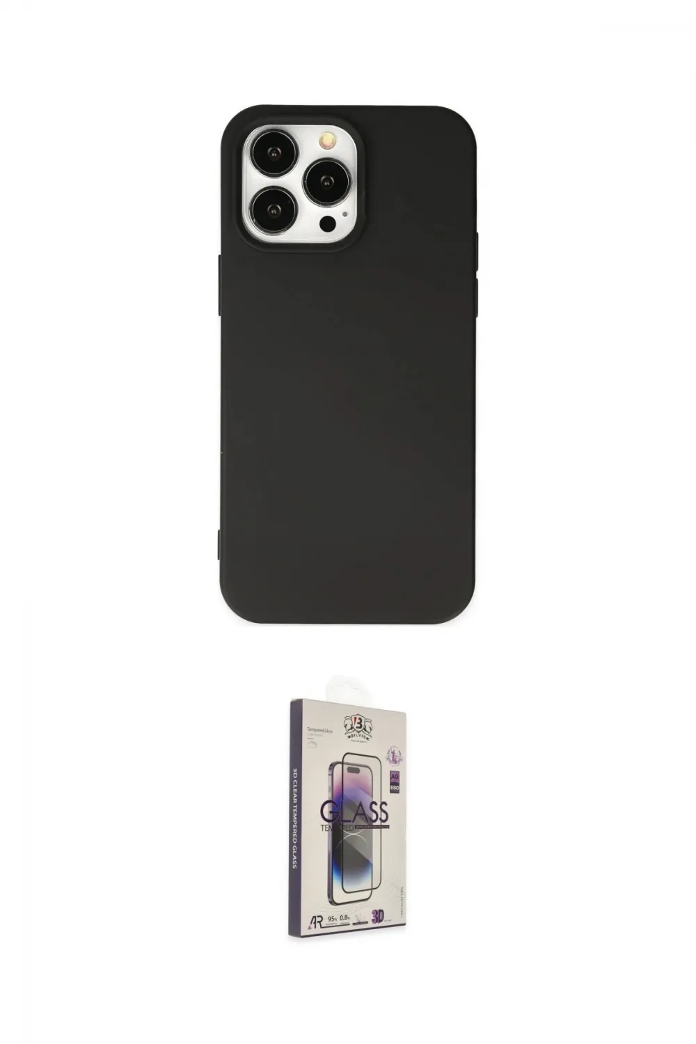 ieg™ iPhone 15 Pro Kılıf Ahenk Serisi - Siyah Bilvis 3D Cam Ekran Koruyucu