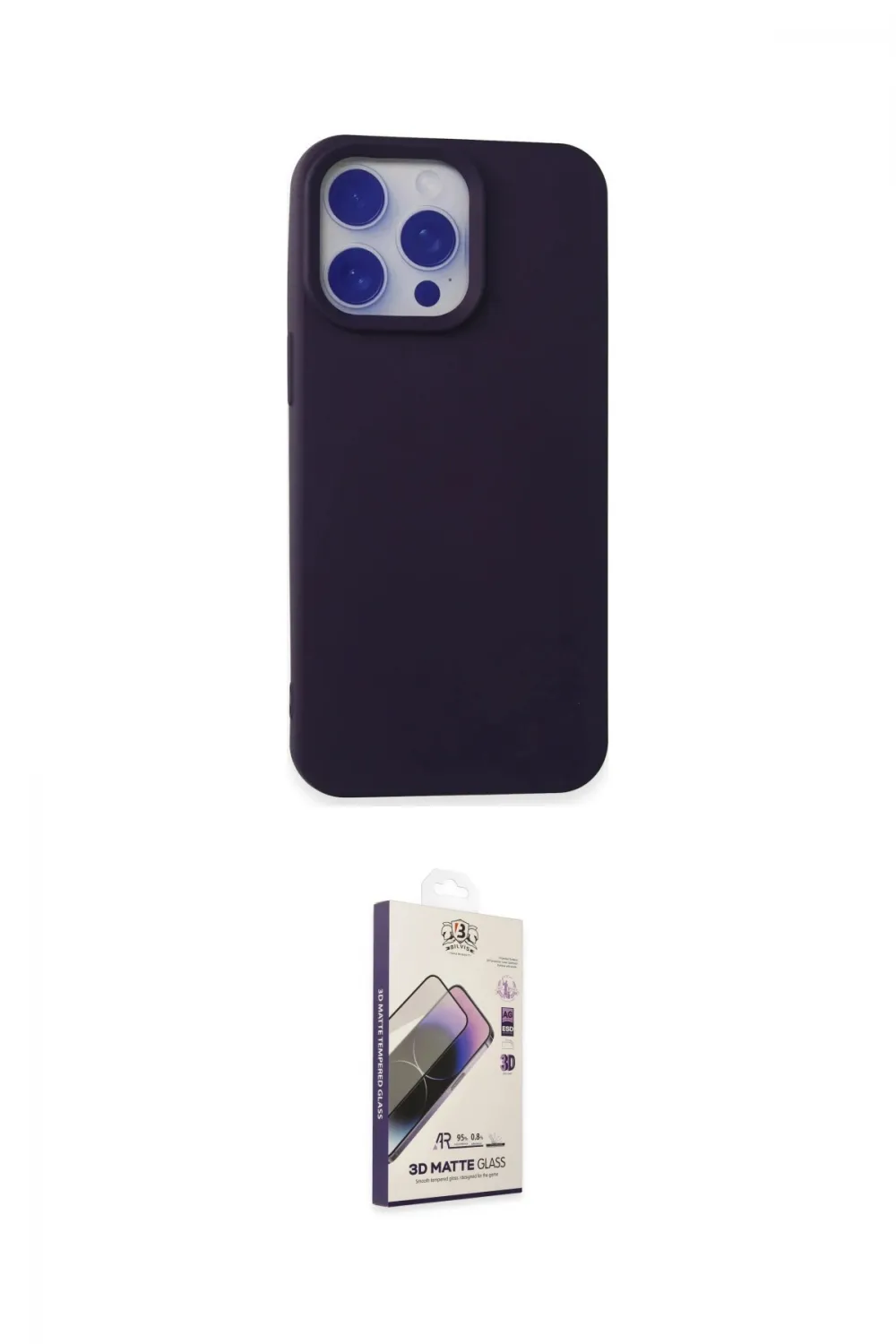 ieg™ iPhone 15 Pro Kılıf Ahenk Serisi - Siyah Bilvis 3D Mat Cam Ekran Koruyucu