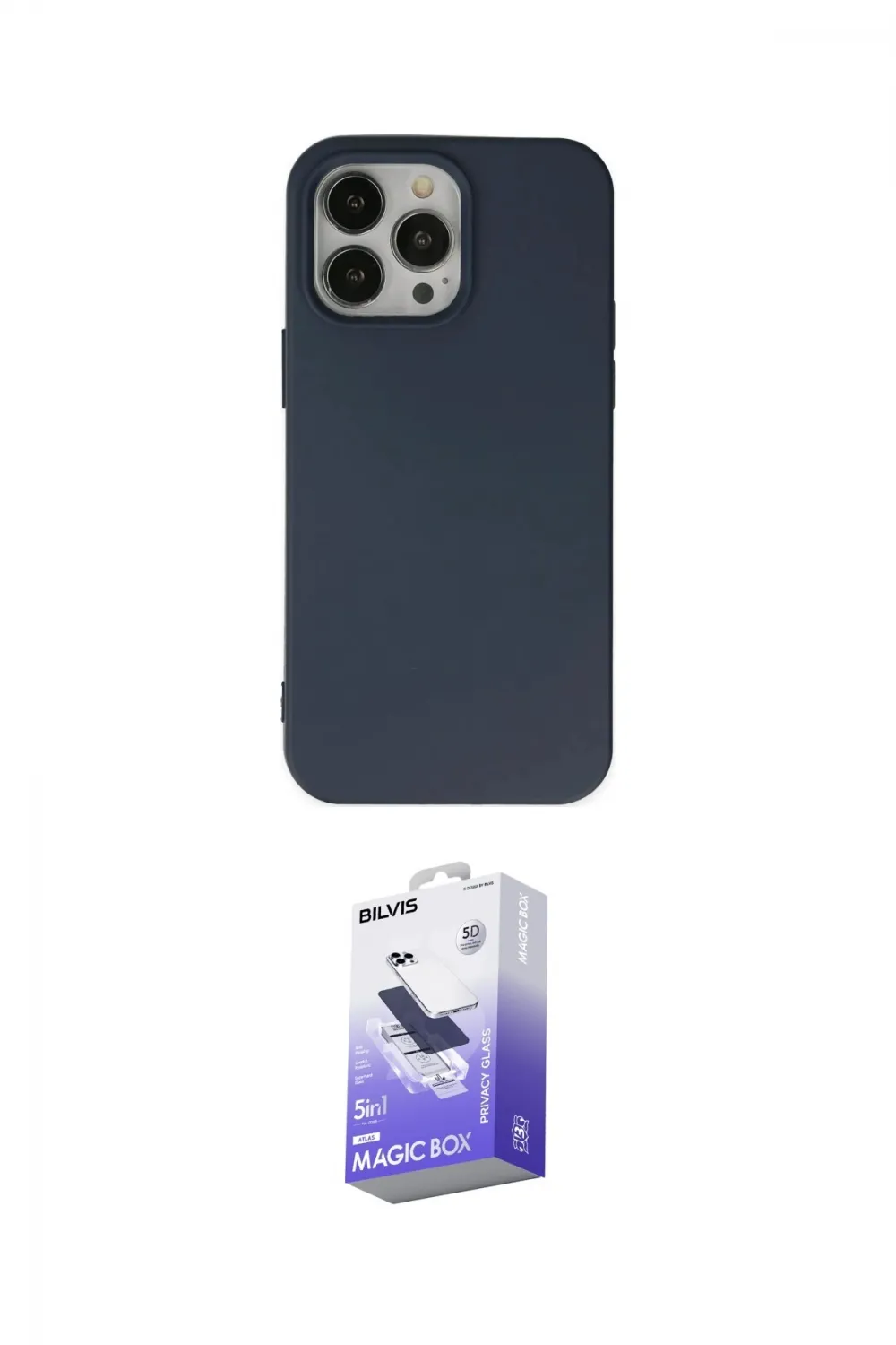 ieg™ iPhone 15 Pro Kılıf Ahenk Serisi - Siyah Bilvis 5in1 5D Magic Hayalet Cam Ekran Koruyucu