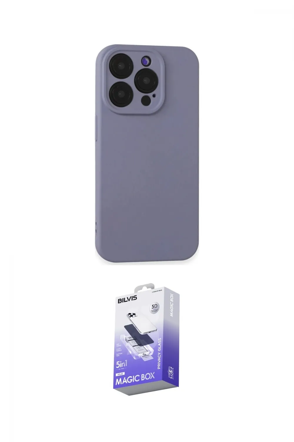 ieg™ iPhone 15 Pro Kılıf Ahenk Serisi - Siyah Bilvis 5in1 5D Magic Hayalet Cam Ekran Koruyucu