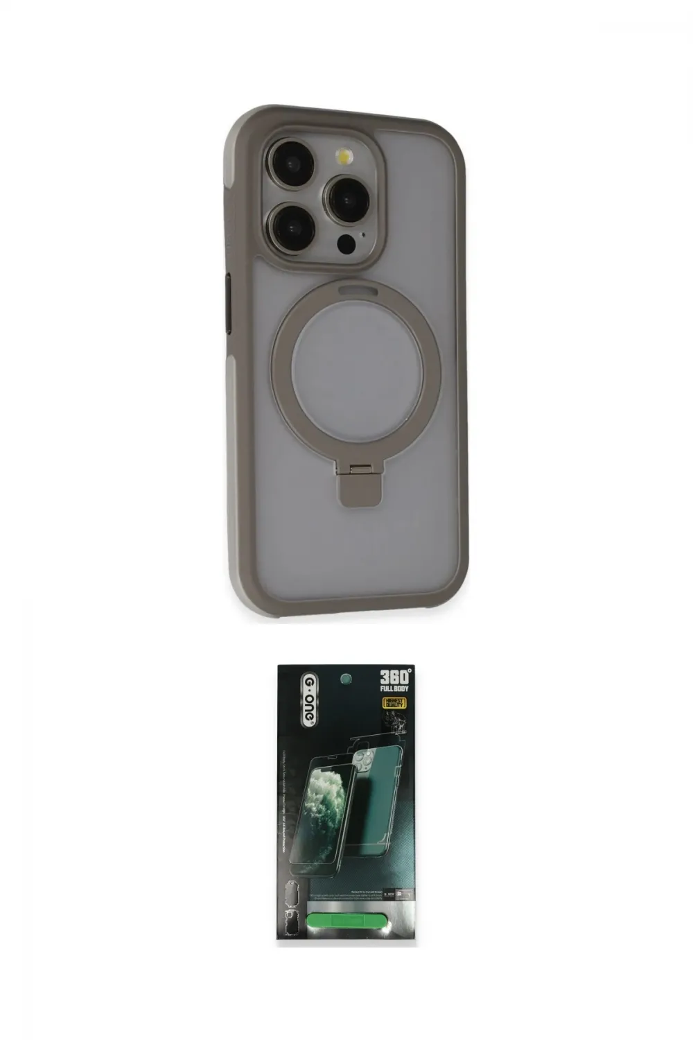 ieg™ iPhone 15 Pro Kılıf Ahenk Yansıma Özel Seri - Siyah 360 Mat Full Body Arka Koruyucu