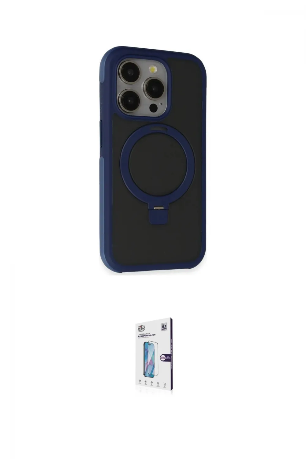 ieg™ iPhone 15 Pro Kılıf Ahenk Yansıma Özel Seri - Siyah Bilvis 0.18mm Plus Cam Ekran Koruyucu