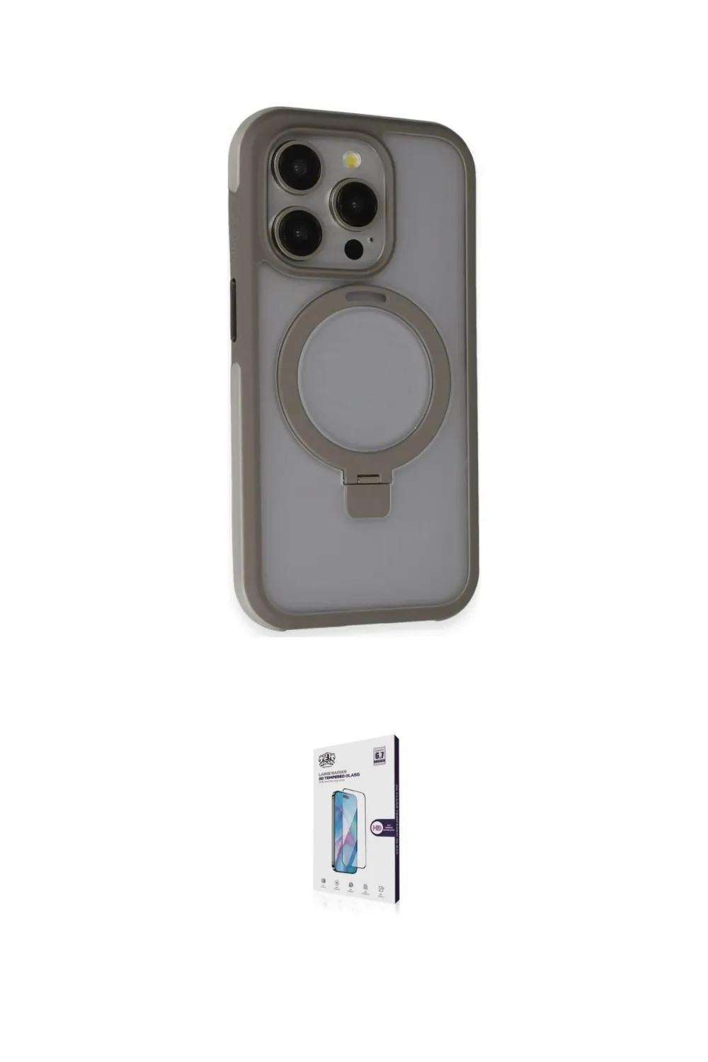 ieg™ iPhone 15 Pro Kılıf Ahenk Yansıma Özel Seri - Siyah Bilvis 0.18mm Plus Cam Ekran Koruyucu