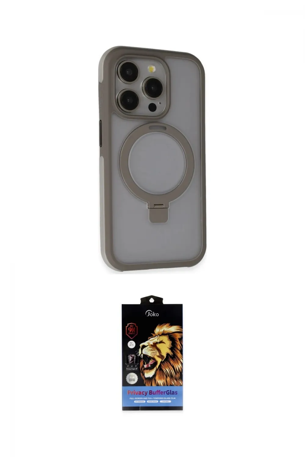 ieg™ iPhone 15 Pro Kılıf Ahenk Yansıma Özel Seri - Siyah Buffer Hayalet Cam Ekran Koruyucu