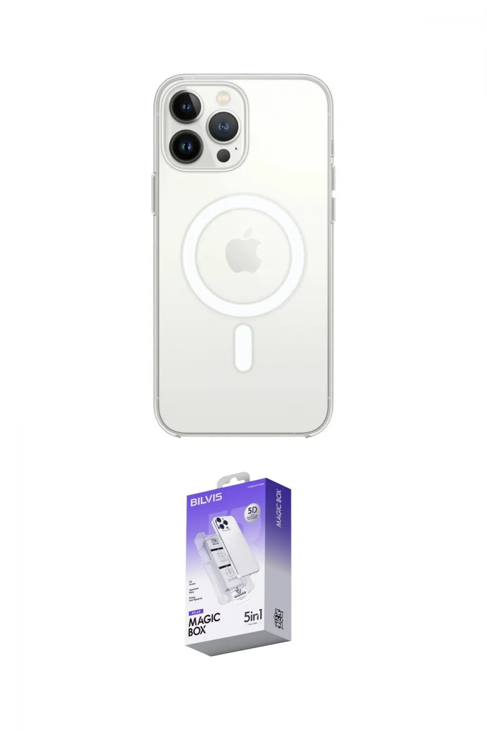 ieg™ iPhone 15 Pro Kılıf Ahenk Yansıma Prime - Siyah Bilvis 5in1 3D Magic Cam Ekran Koruyucu