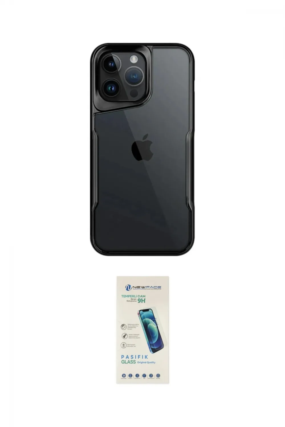 ieg™ iPhone 15 Pro Kılıf Akış Çizgi Koleksiyonu - Şeffaf Pasifik Cam Ekran Koruyucu