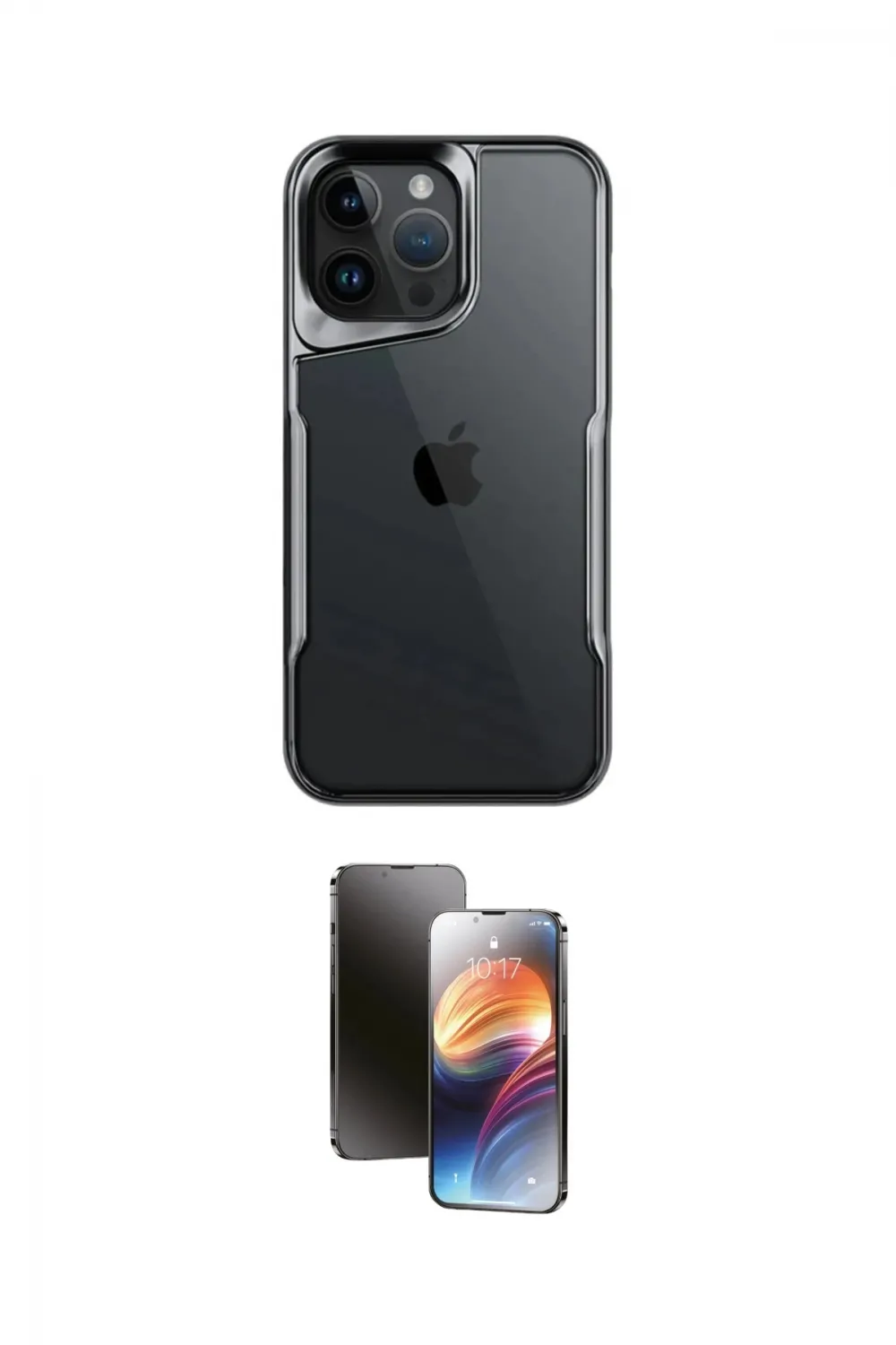 ieg™ iPhone 15 Pro Kılıf Akış Çizgi Koleksiyonu - Siyah 3D Antistatik Mat Seramik Nano Ekran Koruyucu