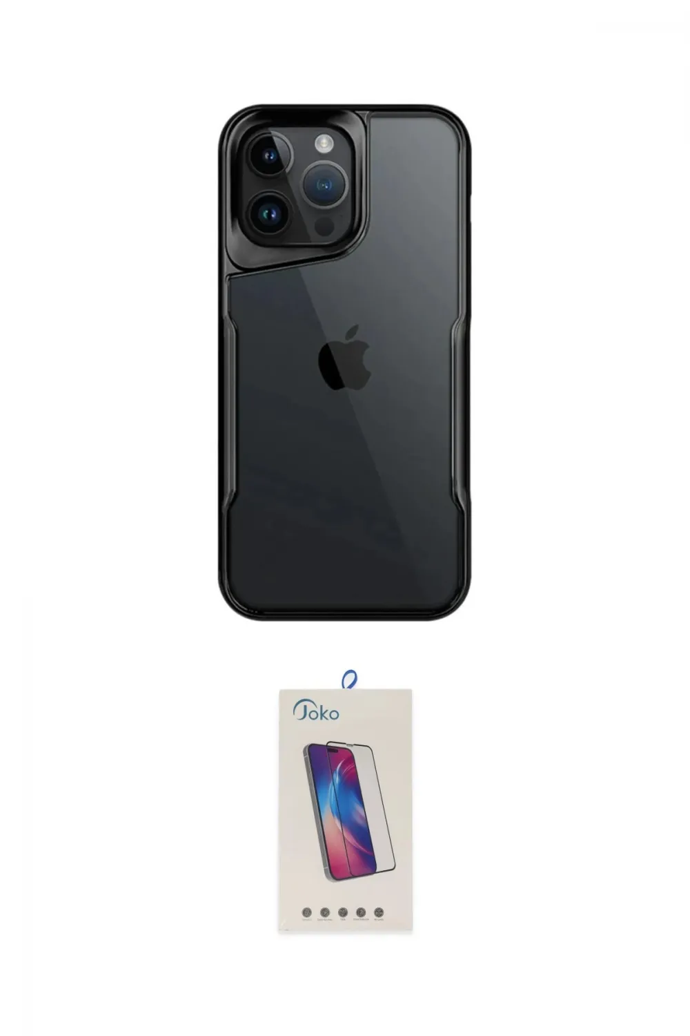 ieg™ iPhone 15 Pro Kılıf Akış Çizgi Koleksiyonu - Siyah Joko 5D Cam