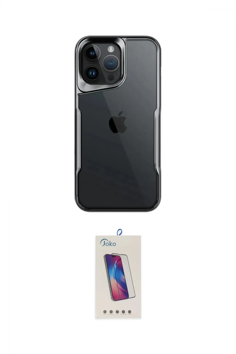 ieg™ iPhone 15 Pro Kılıf Akış Çizgi Koleksiyonu - Siyah Joko 5D Cam