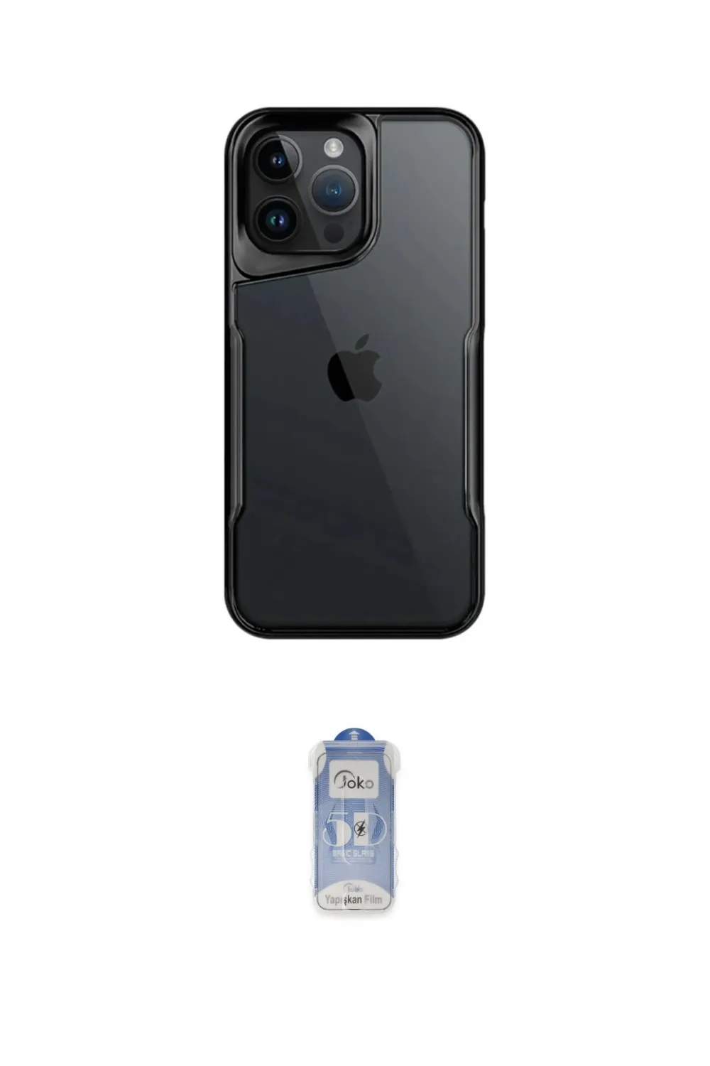 ieg™ iPhone 15 Pro Kılıf Akış Çizgi Koleksiyonu - Siyah Joko Magic 5D Cam