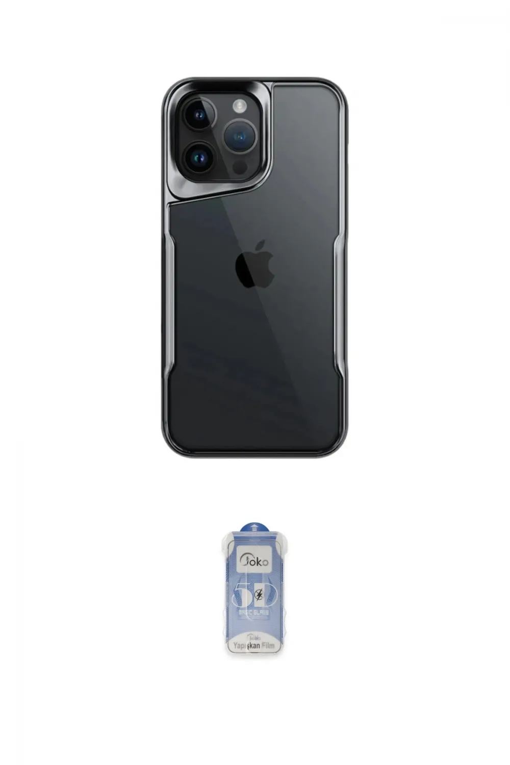 ieg™ iPhone 15 Pro Kılıf Akış Çizgi Koleksiyonu - Siyah Joko Magic 5D Cam