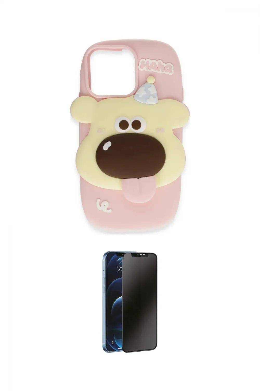 ieg™ iPhone 15 Pro Kılıf Akış Yansıma - Siyah 3D Antistatik Hayalet Cam Ekran Koruyucu