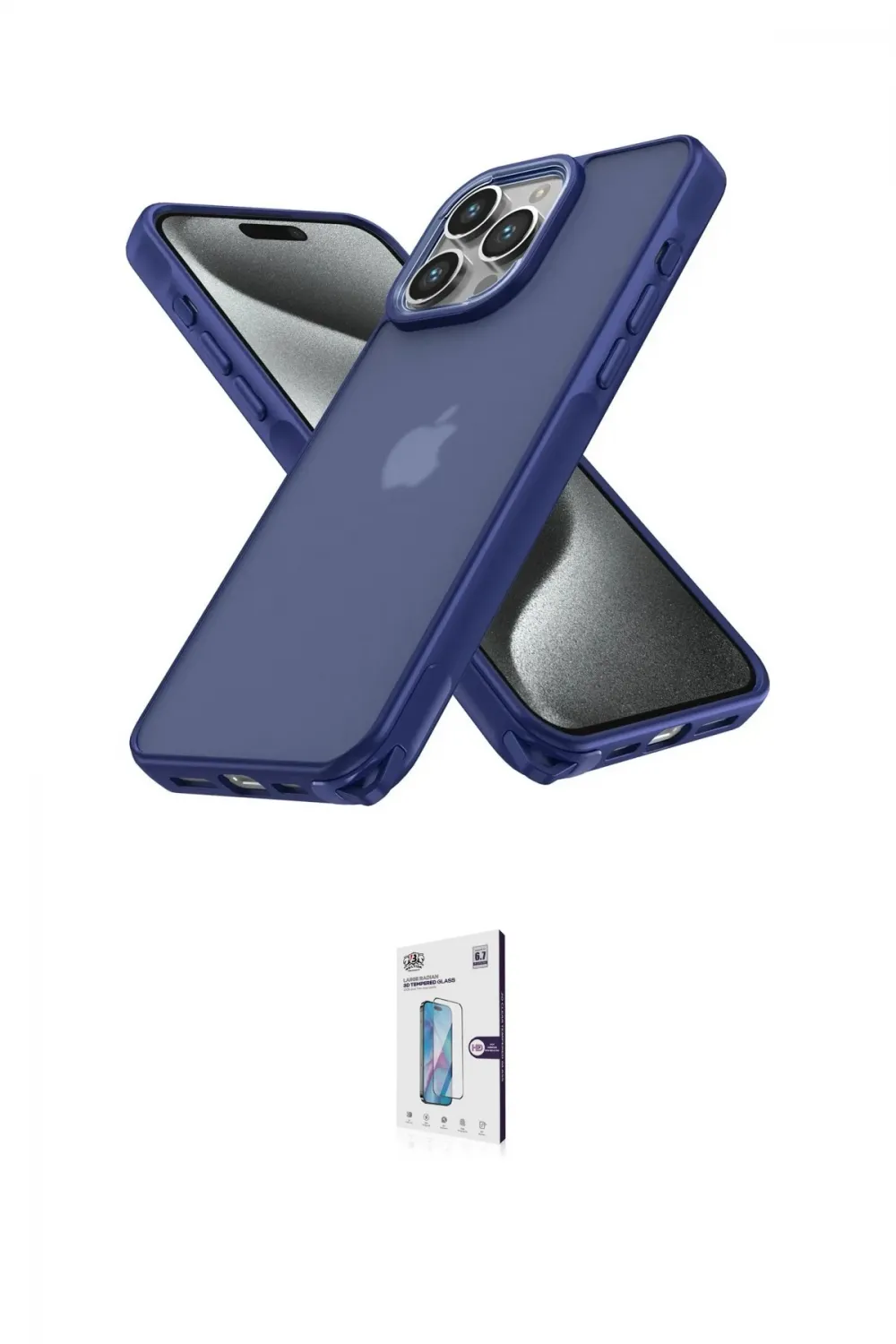 ieg™ iPhone 15 Pro Kılıf Atlas Form - Siyah Bilvis 0.18mm Plus Cam Ekran Koruyucu