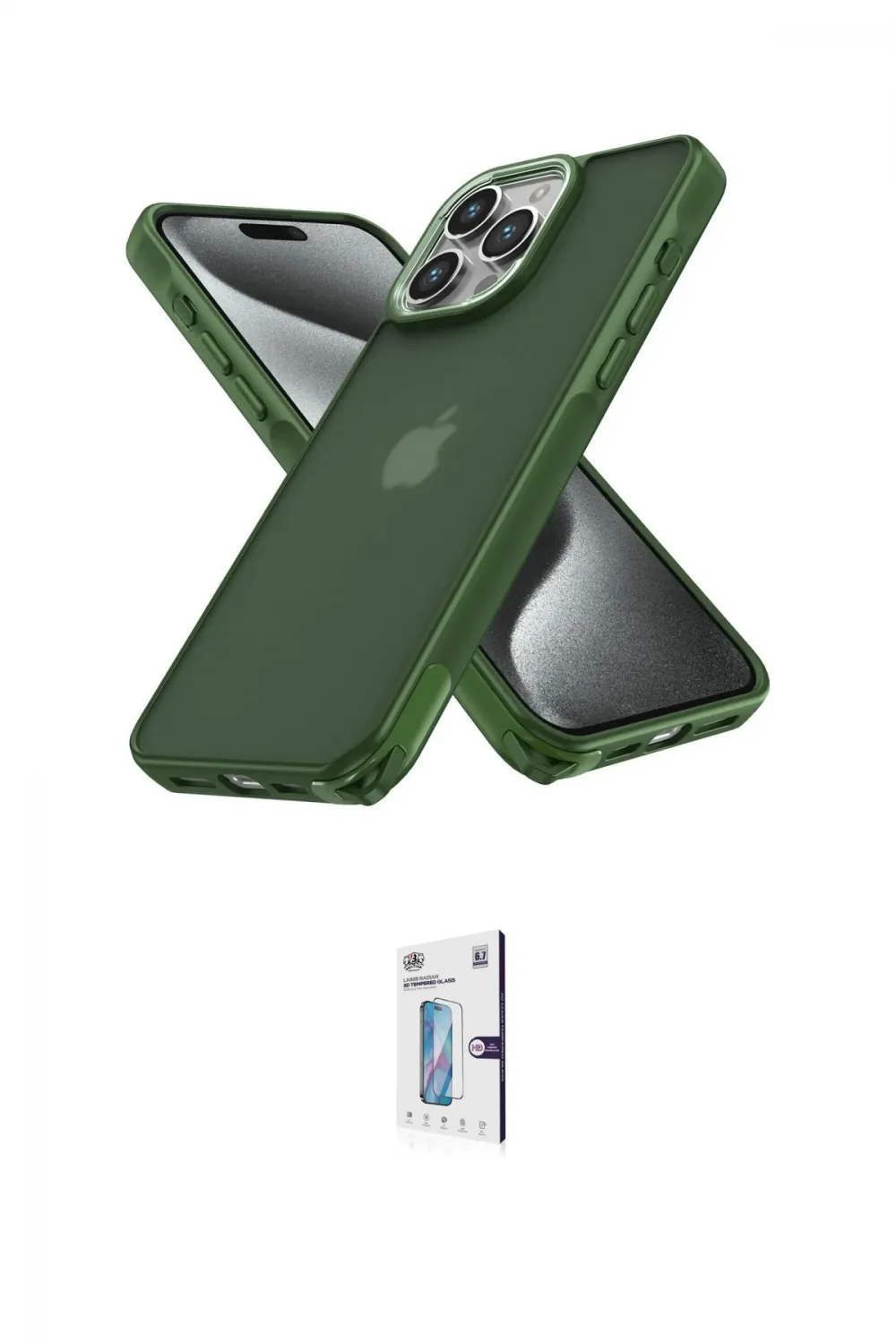 ieg™ iPhone 15 Pro Kılıf Atlas Form - Siyah Bilvis 0.18mm Plus Cam Ekran Koruyucu