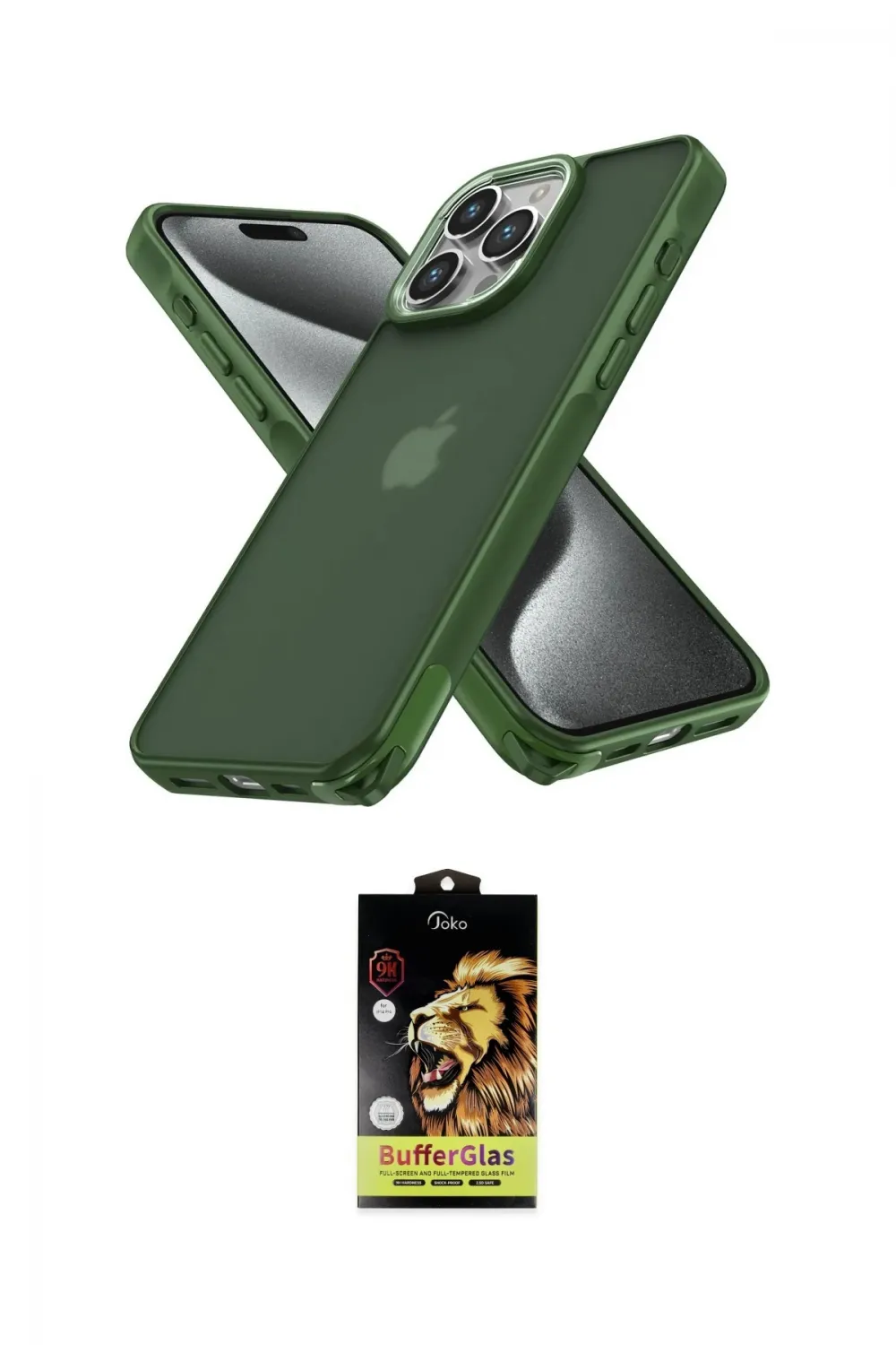 ieg™ iPhone 15 Pro Kılıf Atlas Form - Siyah Buffer Cam Ekran Koruyucu