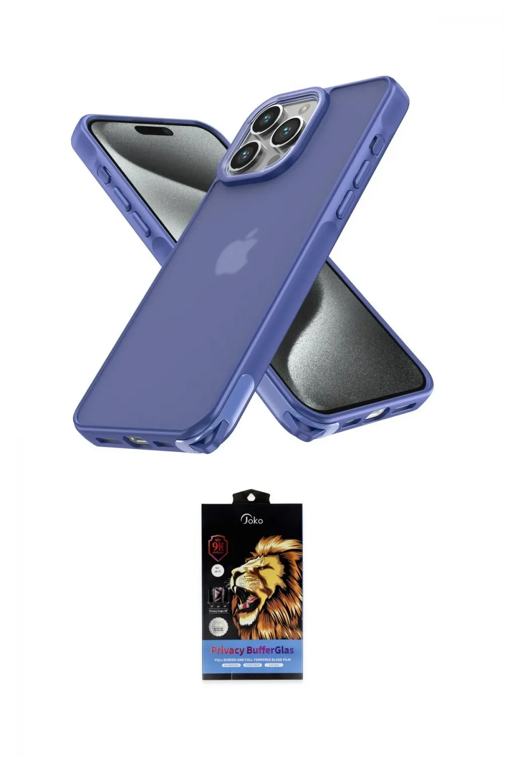 ieg™ iPhone 15 Pro Kılıf Atlas Form - Siyah Buffer Hayalet Cam Ekran Koruyucu