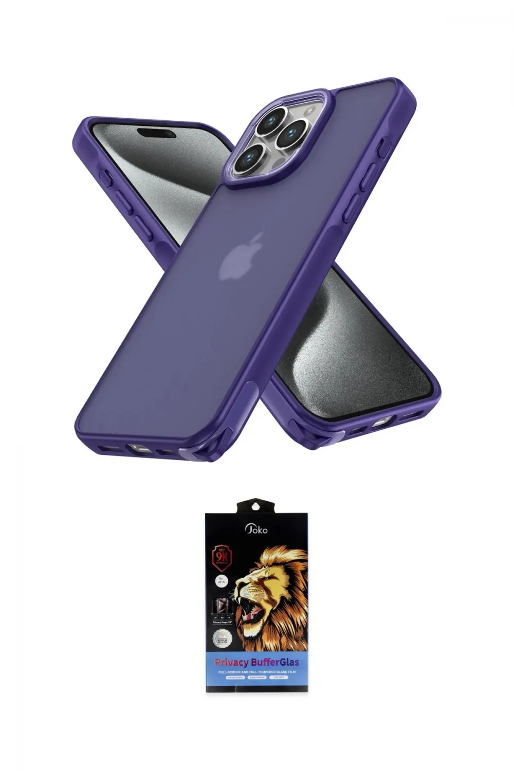ieg™ iPhone 15 Pro Kılıf Atlas Form - Siyah Buffer Hayalet Cam Ekran Koruyucu