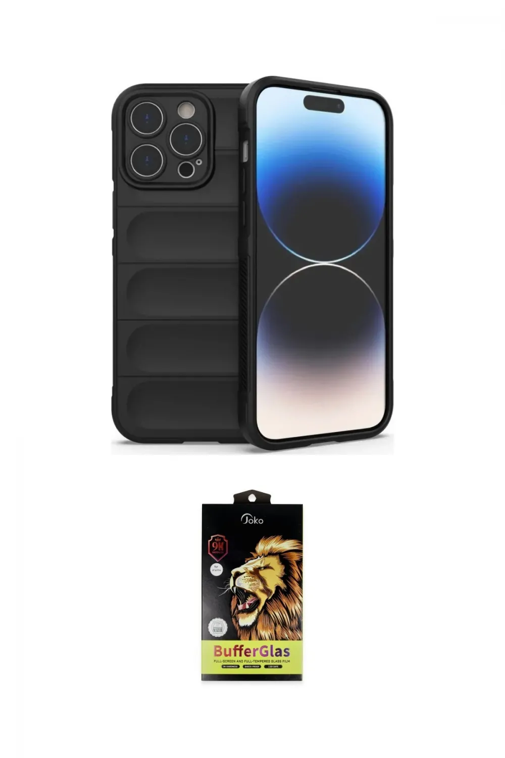 ieg™ iPhone 15 Pro Kılıf Atlas Koleksiyonu - Siyah Buffer Cam Ekran Koruyucu