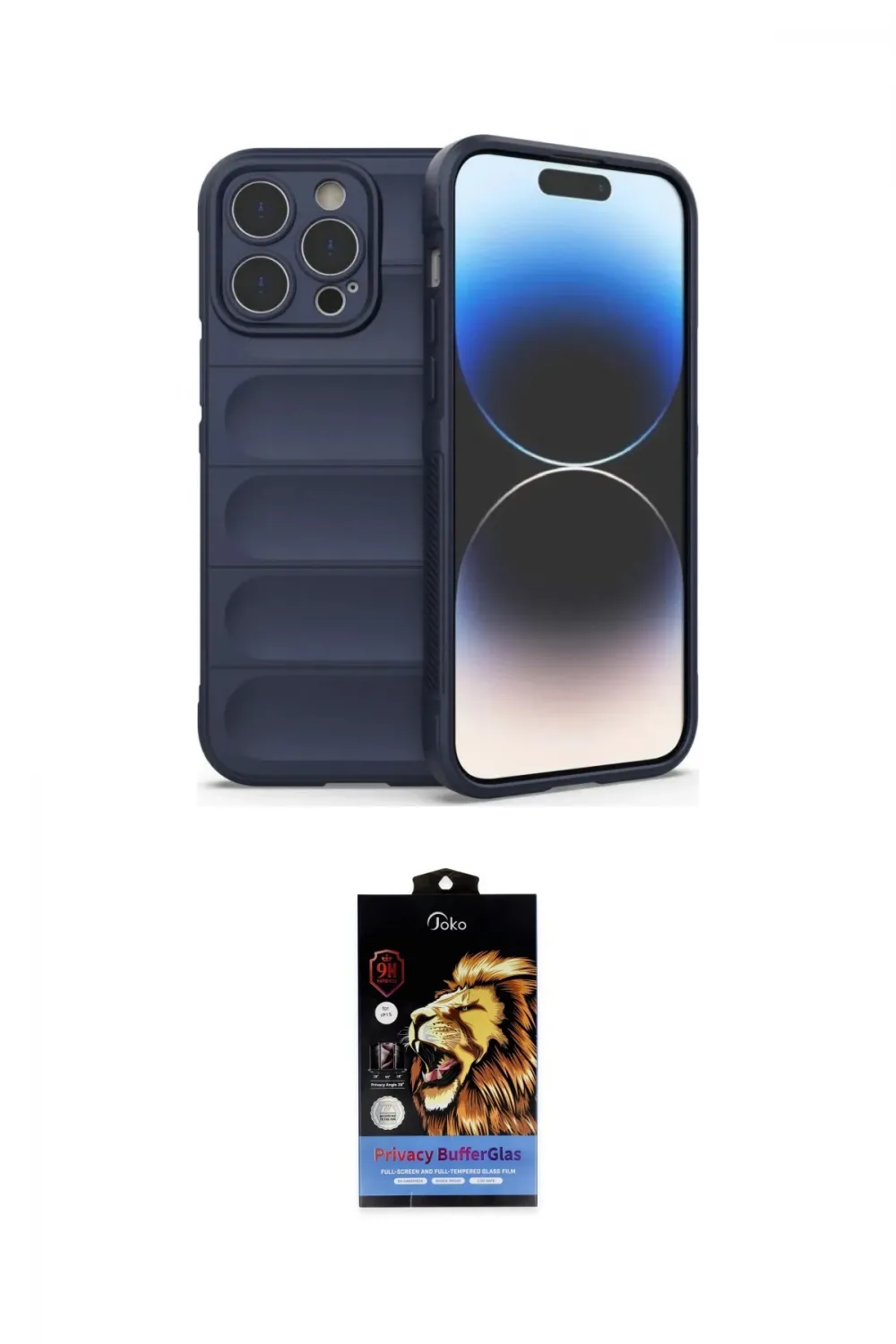 ieg™ iPhone 15 Pro Kılıf Atlas Koleksiyonu - Siyah Buffer Hayalet Cam Ekran Koruyucu
