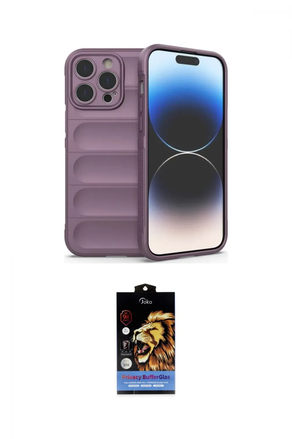 ieg™ iPhone 15 Pro Kılıf Atlas Koleksiyonu - Siyah Buffer Hayalet Cam Ekran Koruyucu