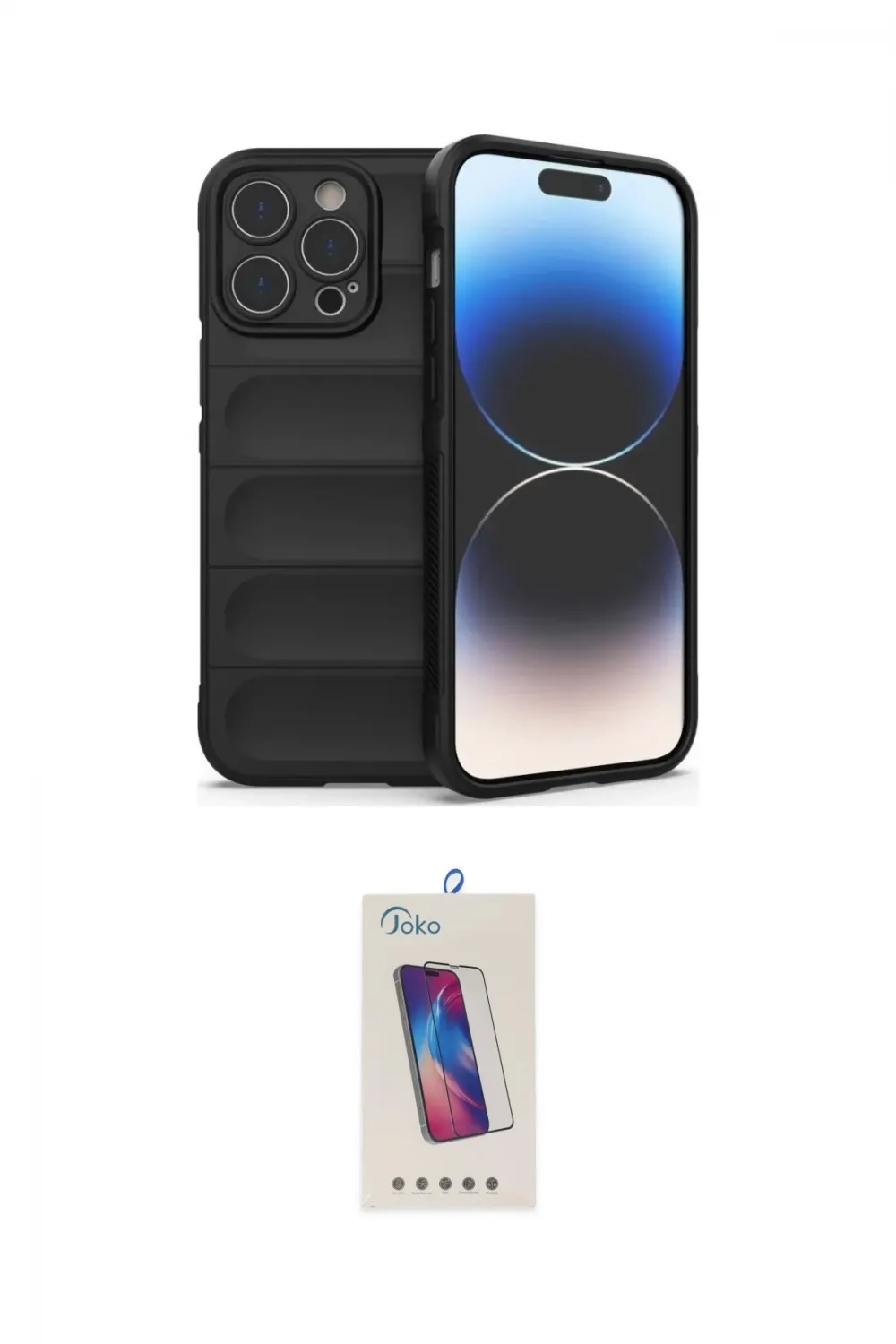 ieg™ iPhone 15 Pro Kılıf Atlas Koleksiyonu - Siyah Joko 5D Cam