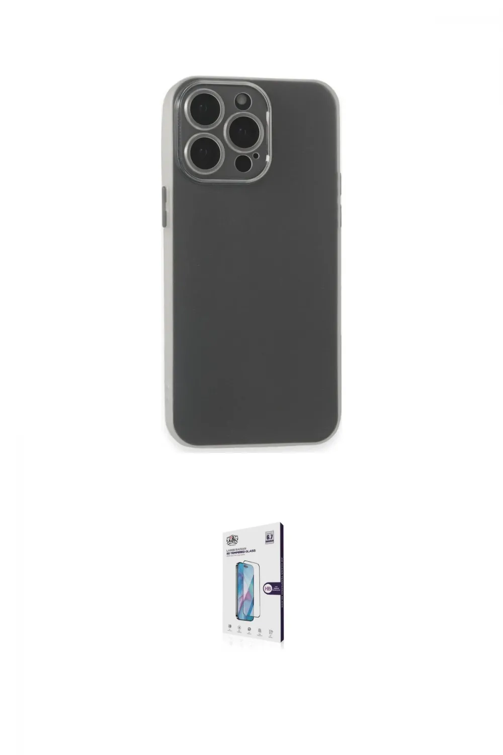 ieg™ iPhone 15 Pro Kılıf Atlas Minimal Prime - Siyah Bilvis 0.18mm Plus Cam Ekran Koruyucu